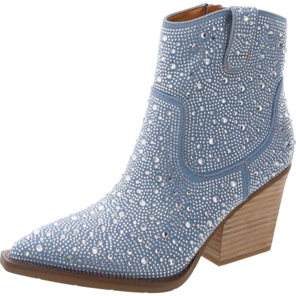 Very G Womens Kady Blue Rhinestone Synthetic Cowboy, Western Boots Shoes New